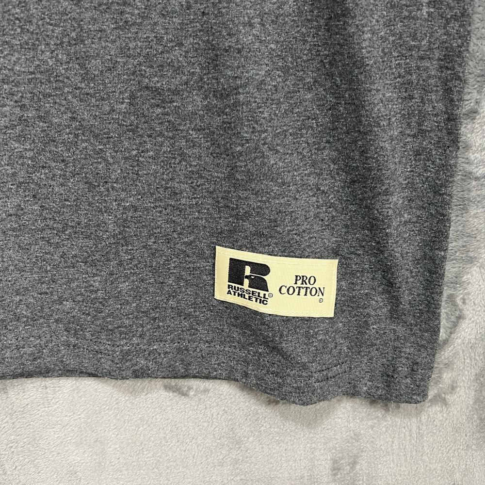 Russell Athletic Pro Cotton T-Shirt Gray Heather Crew Neck Short Sleeve Mens L - Picture 4 of 8